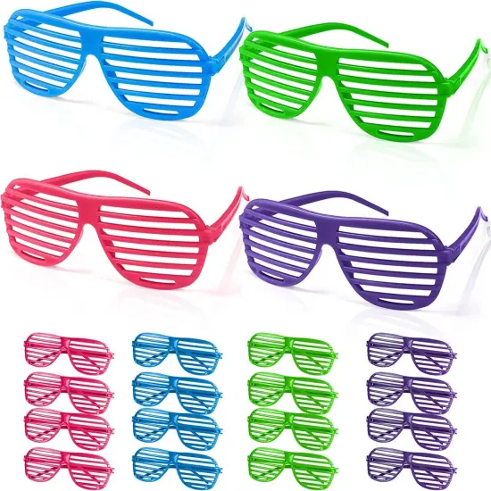 Novelty Place Neon Color Shutter Glasses 80's Party Slotted Sunglasses {4}