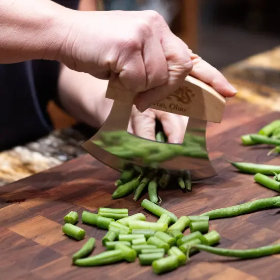 Lehman's ULU Crescent Rocker Knife, 6 inch Curved Stainless Steel Blade Chops and Minces Salad, Fruit, Vegetables and Herbs {5}