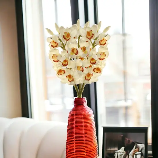 Cream Cymbidium Orchid Stem - 12-Pack, Real Touch Blooms, Elegant Floral D&eacute;cor, Perfect for Arrangements, Events & Home - Ideal for All Seasons, Floral Home by Artificial Flowers {4}