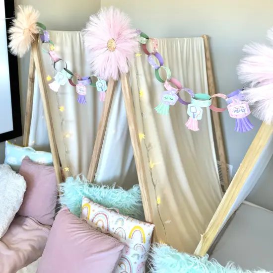 Big Dot of Happiness Pajama Slumber Party - 90 Chain Links and 30 Paper Tassels Decoration Kit Girls Sleepover Birthday Party Paper Chains Garland 21' {3}