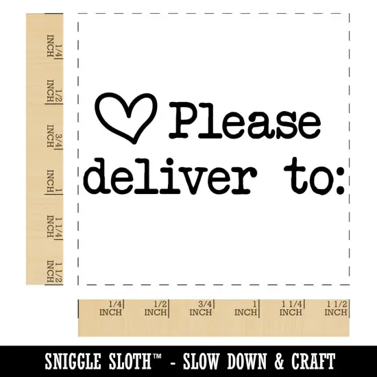Please Deliver To with Heart in Typewriter Font Self-Inking Rubber Stamp Ink Stamper Blue {1}