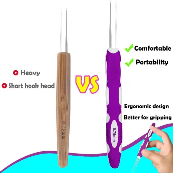 Dreadlocks Crochet Hooks with Ergonomic Handle,0.75Mm Hair Crochet Needle Blue {4}