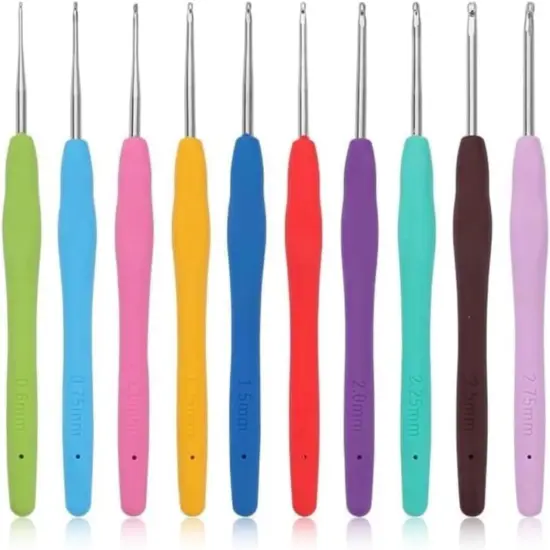 10Pcs Crochet Hooks Set,Small Crochet Hooks,Lace Crochet Hooks Set,Ergonomic Handle Lace Crochet Hooks Set for Arthritic Hands (0.6Mm-2.75Mm） Multicolored {2}