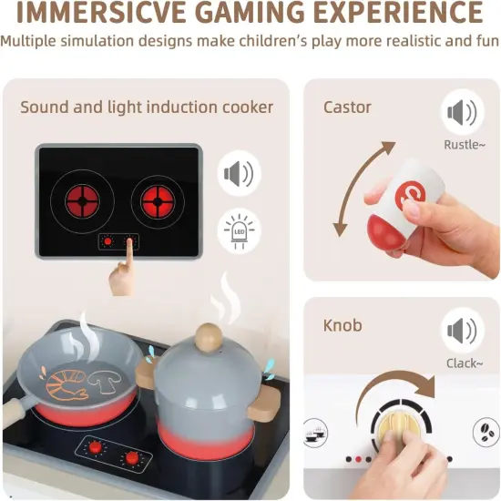 Toddler Kitchen Playset, Play Kitchen Sets for Kids with Plenty of Play Features,Sink,Oven,Range Hood,Stove,Dishwasher,Coffee Maker,Ice Maker and Microwave {5}