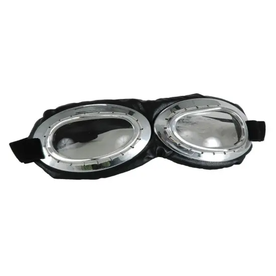 Aviator Goggle Silver & Black Adult Costume Accessory {1}