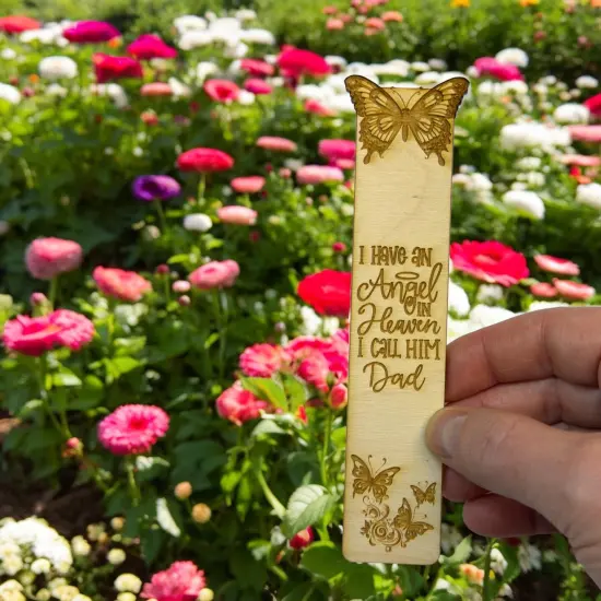 Bookmark - I have an angel in heaven I call him Dad - Birch wood {5}