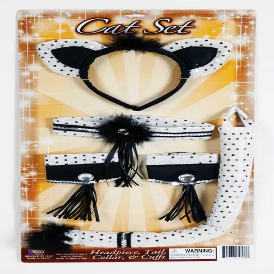 Cat Adult Costume Set - Headpiece, Tail, Collar, & Cuffs {1}