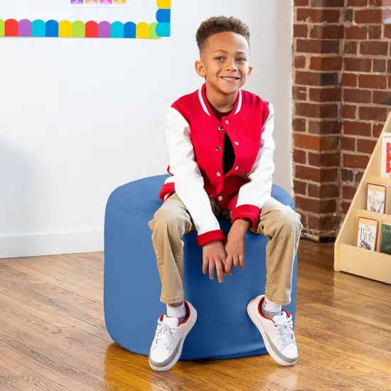 Mallo Modular Pouf Classroom Bean Bag Seat, Premium Vinyl - Submarine Grey Royal Blue {1}