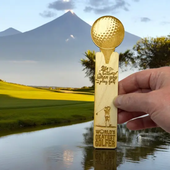 Bookmark - Worlds okayest golfer - birch wood {6}