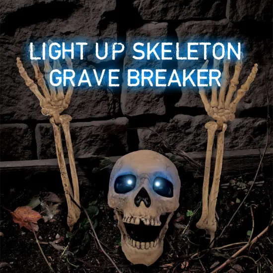 Light-Up Skeleton Grave Breaker Halloween Decor {3}
