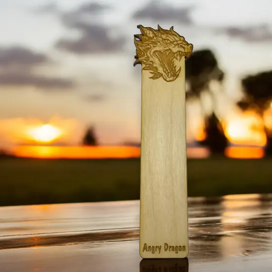 Bookmark - Angry Dragon - Birch wood {2}