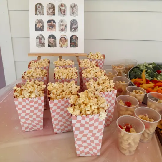 Big Dot of Happiness Pink Checkered Party - Favor Popcorn Treat Boxes - Set of 12 {4}