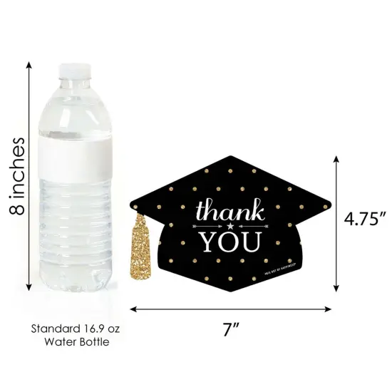 Big Dot of Happiness Gold - Tassel Worth The Hassle - Shaped Thank You Cards - Graduation Party Thank You Note Cards with Envelopes - Set of 12 {7}