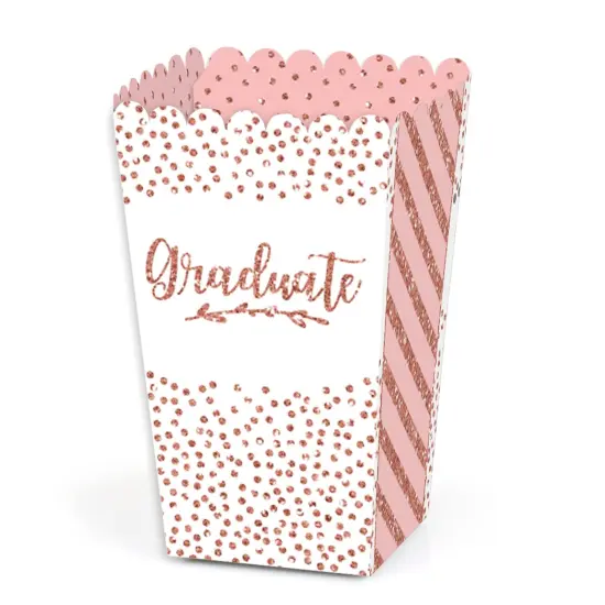 Big Dot of Happiness Rose Gold Grad -Graduation Party Favor Popcorn Treat Boxes - Set of 12 {1}