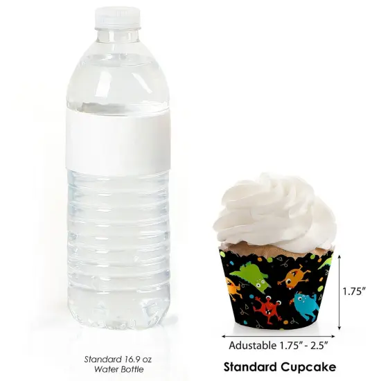 Big Dot of Happiness Monster Bash - Little Monster Birthday Party or Baby Shower Decorations - Party Cupcake Wrappers - Set of 12 {4}