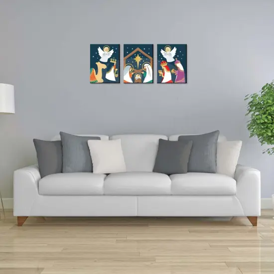 Big Dot of Happiness Holy Nativity - Religious Nursery Wall Art and Manger Scene Christmas Room Decor - 7.5 x 10 inches - Set of 3 Prints {3}