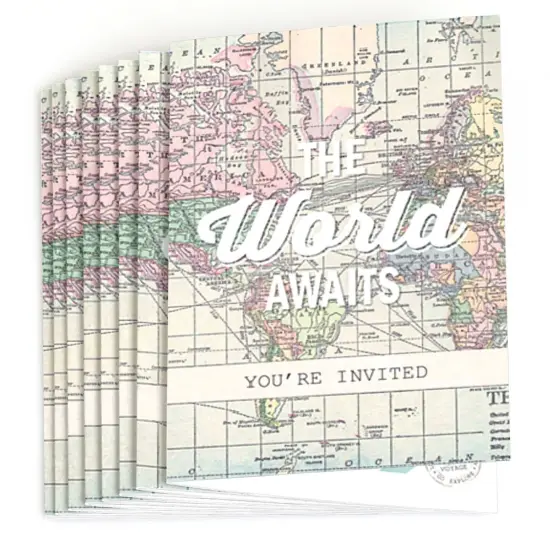Big Dot of Happiness World Awaits - Travel Themed Party Fill In Invitations (8 count) {3}