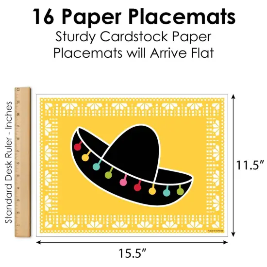 Big Dot of Happiness Let's Fiesta - Party Table Decorations - Fiesta Placemats - Set of 16 {6}