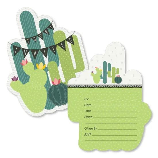 Big Dot of Happiness Prickly Cactus Party - Shaped Fill-in Invitations - Fiesta Party Invitation Cards with Envelopes - Set of 12 {1}
