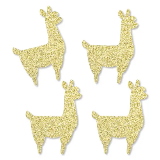 Big Dot of Happiness Gold Glitter Llama - No-Mess Real Gold Glitter Cut-Outs - Llama Fiesta Baby Shower or Birthday Party Confetti - Set of 24 {1}