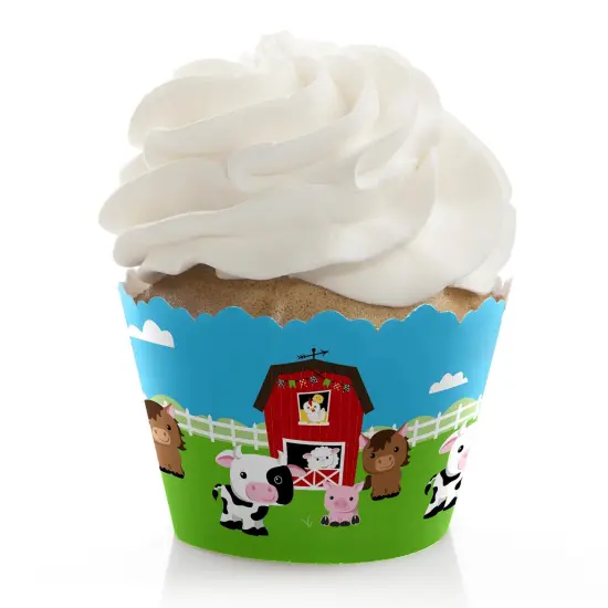 Big Dot of Happiness Farm Animals - Baby Shower or Birthday Party Decorations - Party Cupcake Wrappers - Set of 12 {1}