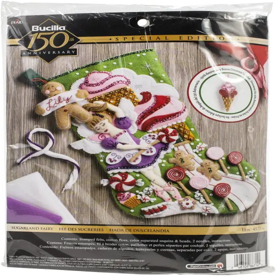 Bucilla Felt Stocking Applique Kit 18" Long-Sugarland Fairy {1}