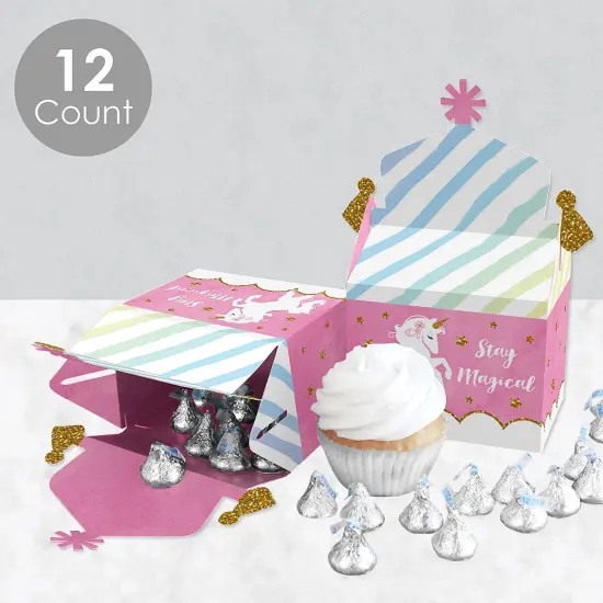 Big Dot of Happiness Rainbow Unicorn - Treat Box Party Favors - Magical Unicorn Baby Shower or Birthday Party Goodie Gable Boxes - Set of 12 {4}