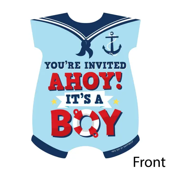 Big Dot of Happiness Ahoy It's a Boy - Shaped Fill-In Invitations - Nautical Baby Shower Invitation Cards with Envelopes - Set of 12 {4}