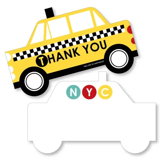 Big Dot of Happiness NYC Cityscape - Shaped Thank You Cards - New York City Party Thank You Note Cards with Envelopes - Set of 12 {1}