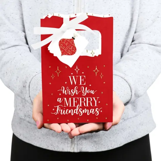 Big Dot of Happiness Red and Gold Friendsmas - Friends Christmas Party Favor Boxes - Set of 12 {6}