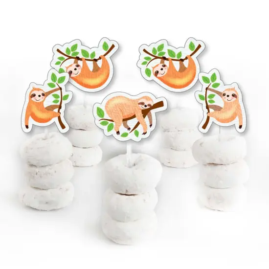 Big Dot of Happiness Let's Hang - Sloth - Dessert Cupcake Toppers - Baby Shower or Birthday Party Clear Treat Picks - Set of 24 {3}