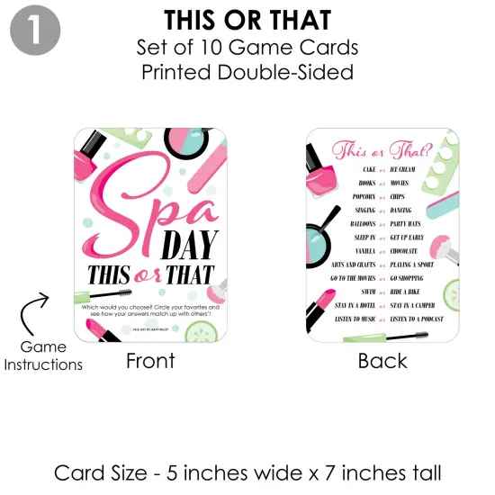 Big Dot of Happiness Spa Day - 4 Girls Makeup Party Games - 10 Cards Each - Gamerific Bundle {6}