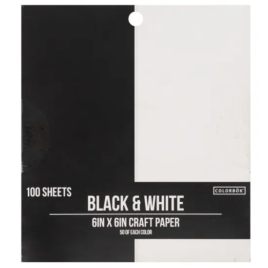 Colorbok Single-Sided Cardstock 6"X6" 100/Pkg-Black & White, 50 Each {1}