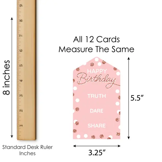 Big Dot of Happiness Pink Rose Gold Birthday - Happy Birthday Party Game Pickle Cards - Truth, Dare, Share Pull Tabs - Set of 12 {6}