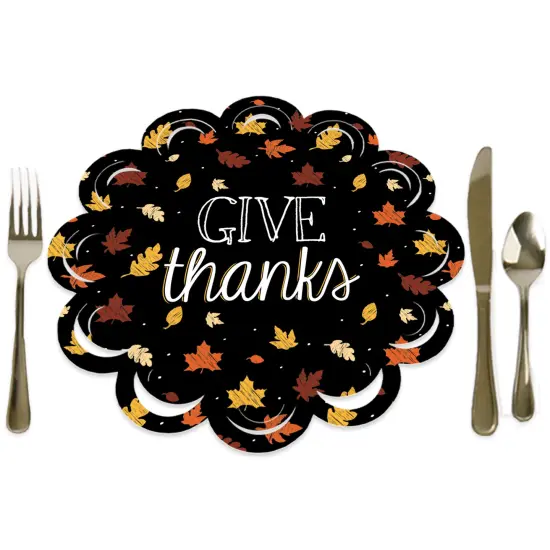 Big Dot of Happiness Give Thanks - Thanksgiving Party Round Table Decorations - Paper Chargers - Place Setting For 12 {1}