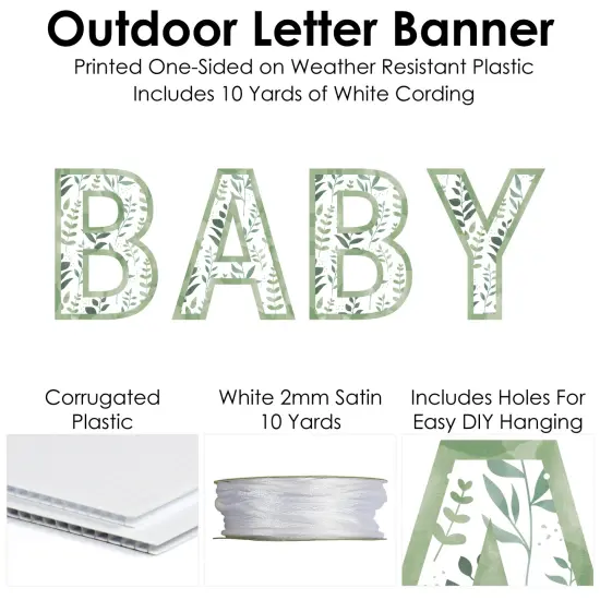 Big Dot of Happiness Boho Botanical Baby - Greenery Baby Shower Party Decorations - BABY - Outdoor Letter Banner {6}