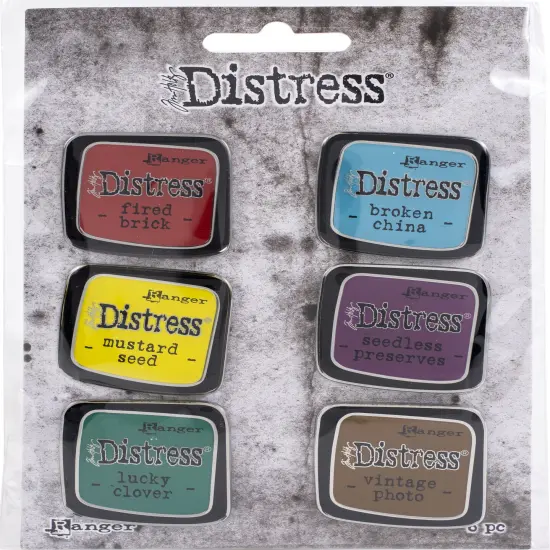 Tim Holtz Distress Enamel Collector Pin Set 6/Pkg-Set 2 {1}