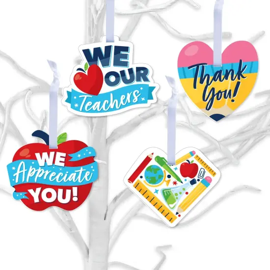 Big Dot of Happiness Thank You Teachers - Teacher Appreciation Decorations - Tree Ornaments - Set of 12 {1}