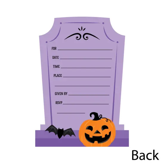 Big Dot of Happiness Cute and Colorful Tombstones - Shaped Fill-In Invitations - Kids Halloween Party Invitation Cards with Envelopes - Set of 12 {6}