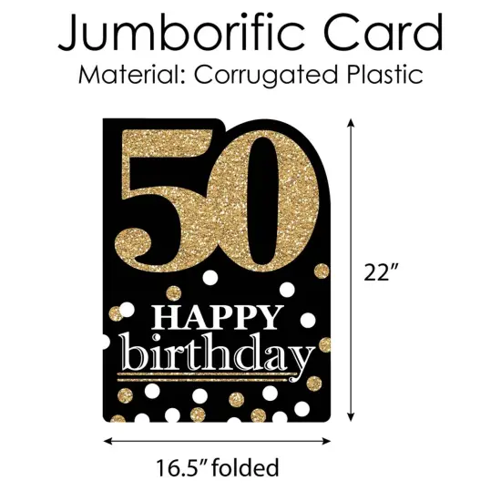 Big Dot of Happiness Adult 50th Birthday - Gold - Happy Birthday Giant Greeting Card - Big Shaped Jumborific Card {6}
