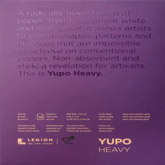 Yupo Heavy Pads 5"X7" 10 Sheets/Pkg-White 144lb {1}