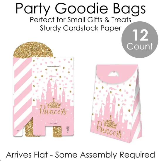 Big Dot of Happiness Little Princess Crown - Pink and Gold Princess Baby Shower or Birthday Gift Favor Bags - Party Goodie Boxes - Set of 12 {7}