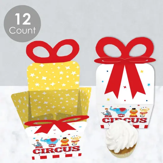 Big Dot of Happiness Carnival - Step Right Up Circus - Square Favor Gift Boxes - Carnival Themed Party Bow Boxes - Set of 12 {4}
