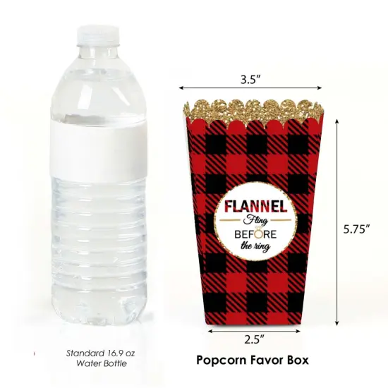 Big Dot of Happiness Flannel Fling Before the Ring - Buffalo Plaid Bachelorette Party Favor Popcorn Treat Boxes - Set of 12 {3}