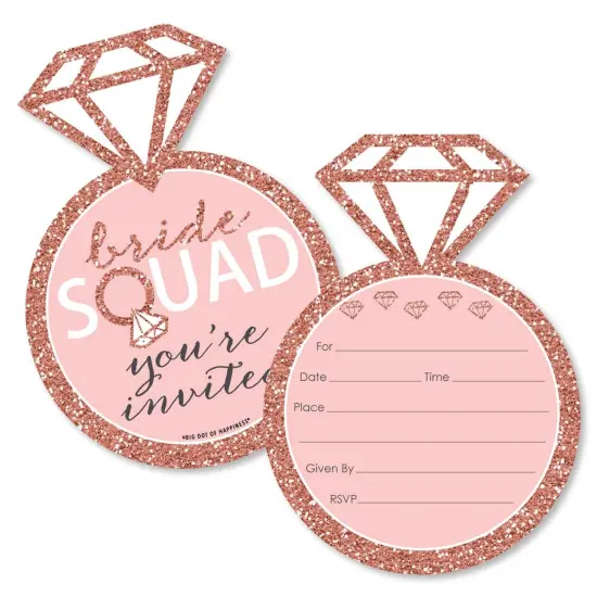 Big Dot of Happiness Bride Squad - Shaped Fill-in Invites - Rose Gold Bridal Shower or Bachelorette Party Invitation Cards with Envelopes - Set of 12 {1}
