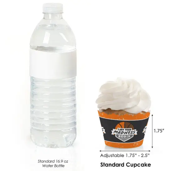 Big Dot of Happiness Basketball - Let the Madness Begin - College Basketball Party Decorations - Party Cupcake Wrappers - Set of 12 {4}