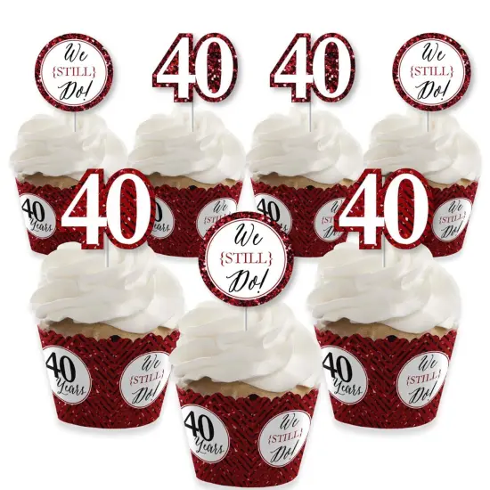 Big Dot of Happiness We Still Do - 40th Wedding Anniversary - Cupcake Decoration - Anniversary Party Cupcake Wrappers and Treat Picks Kit - Set of 24 {1}