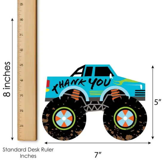 Big Dot of Happiness Smash and Crash - Monster Truck - Shaped Thank You Cards - Boy Birthday Party Thank You Note Cards with Envelopes - Set of 12 {7}