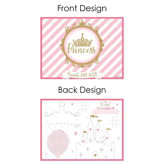 Big Dot of Happiness Little Princess Crown - Paper Pink and Gold Princess Birthday Party Coloring Sheets - Activity Placemats - Set of 16 {7}
