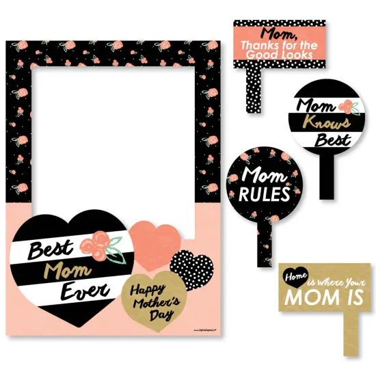 Big Dot of Happiness Best Mom Ever - Mother's Day Selfie Photo Booth Picture Frame & Props - Printed on Sturdy Material {7}